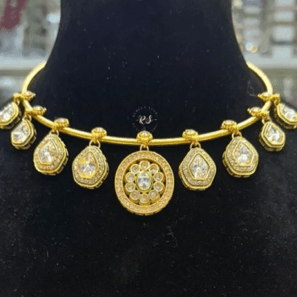 Timeless Elegence with Radiant Golden Polish Mosonite Set by Rubela Store
