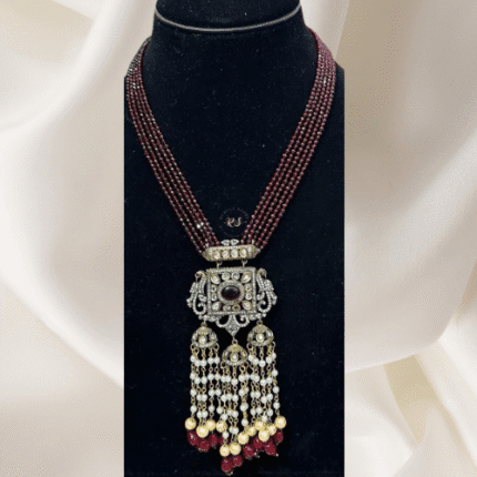Rubela Store Kundan and AD Set with Magenta Mala