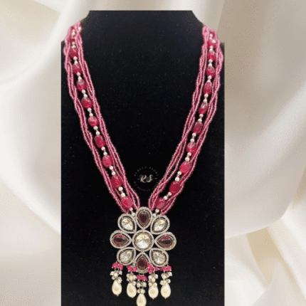 Pink Kundan Set by Rubela Store