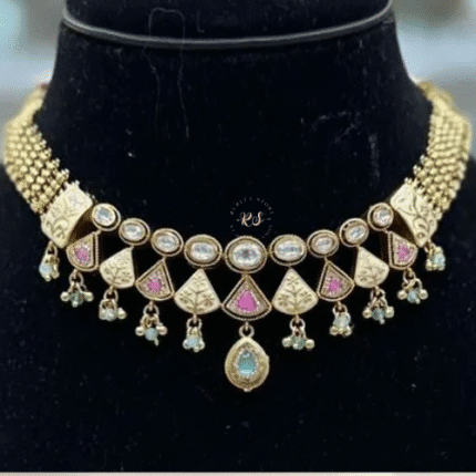 Rubela Store Exquisite Gold-Look Necklace with Kundan Work – A Regal Touch