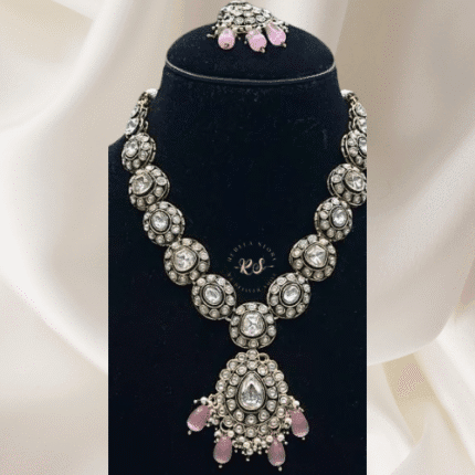 Rubela Store’s Blush Royale Kundan Set with Pink Pearls – Earrings Included
