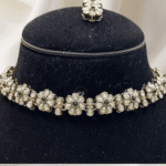 Rubela Store's Vintage-Inspired Antique Necklace with Soft Green Pearls & Matching Earrings