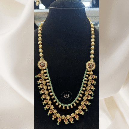 Rubela Store's Signature Polki Mala Set in Enchanting Green