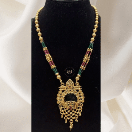 Rubela Store’s Gold Temper Set with Green & Pink Mala Elegance