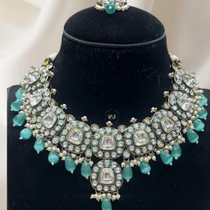 Ocean Whisper Sky Blue Kundan Set by Rubela Store