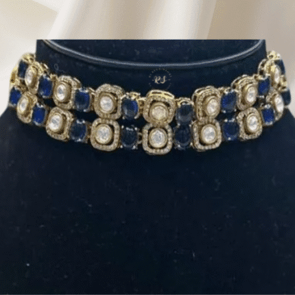 Rubela Store Elegant Blue Choker Mosonite Set – Diamond-Like Radiance