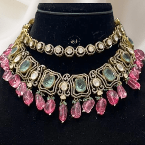 rubela store gold look jewellery best artificial jewellery (83) Celestial Glow Mosonite Set by Rubela Store – A Sparkle Beyond Ordinary - Image 1