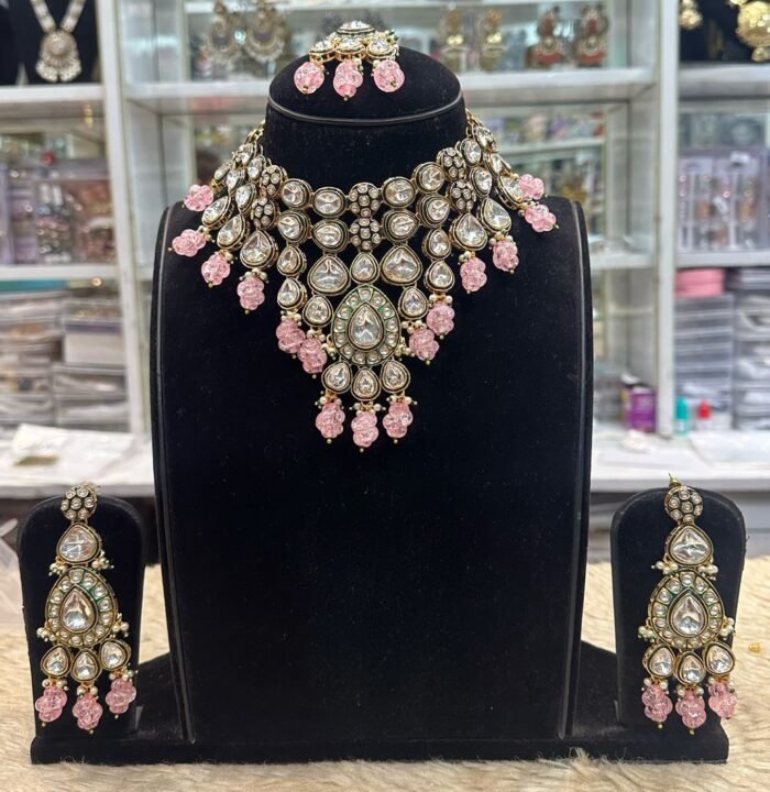 Pink Kundan Set