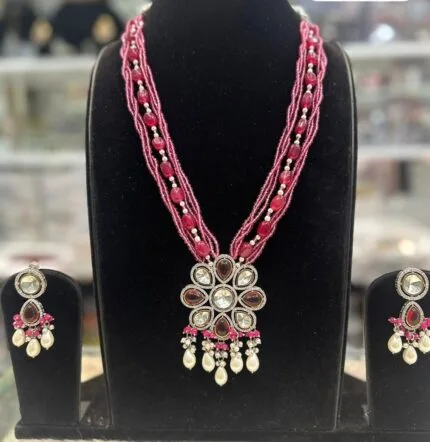 pink kundan set
