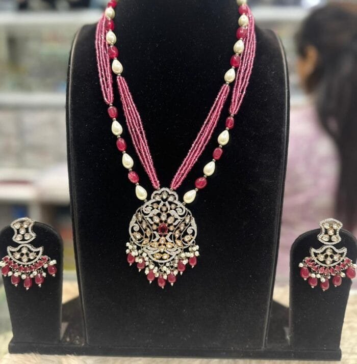 pink kundan set