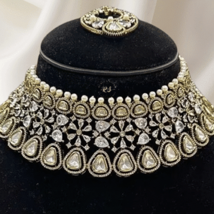 Rubela Store Majestic Bridal Kundan Mosonite Set