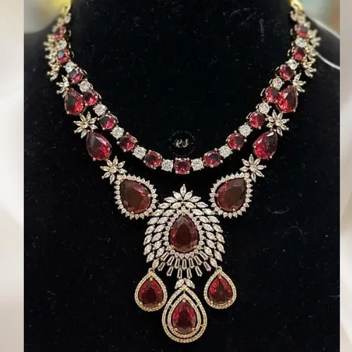 Rubela Store Red Kundan Mosonite Set – Regal Bridal Elegance - Image 1