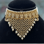Royal White Gold-Look Padmavati Choker Set- Royal elegance