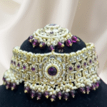 Elegant Purple kundan Set with White Pearl Work – Rubela Store