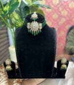 green kundan set