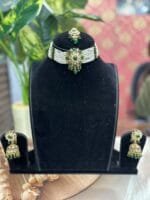green kundan set