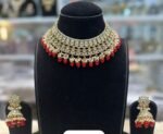 red kundan set