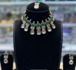 green kundan set