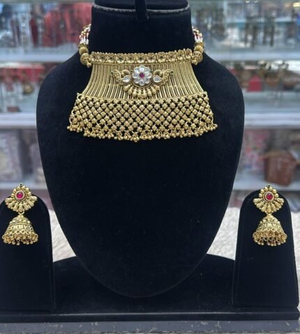 Royal Gold-Look Padmavati Choker Set – Rubela Store