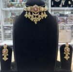 Ruby and Green Gold-Look Choker Set