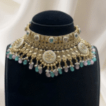 Rubela Store' s Heavy Mint and Pink Gold-Look Choker Set for Elegance