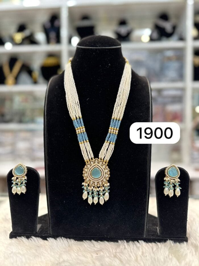 Elegant Monalisa Stone Sky Blue Pendant Set – Rubela Store - Image 2