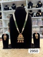 Real Look Golden Ruby Mina Kari Kundan Pendant Set - Image 2