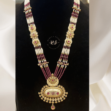 Real Look Golden Mina Kari Kundan Pendant Set – Shine with Elegance