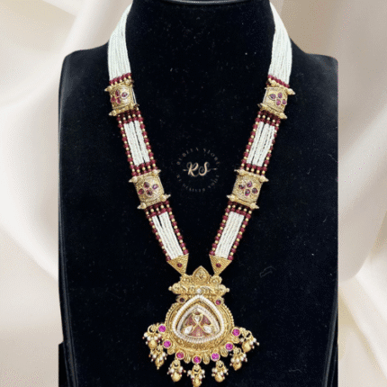 Tablet Stone Ruby Kundan Gold Look Pendant Set with Earrings – Rubela Store