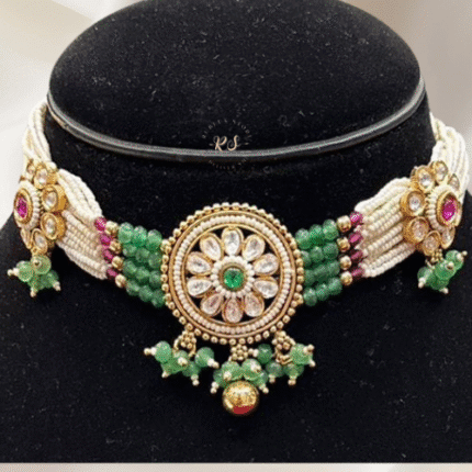 Real Gold Look Kundan Choker Set – Rubela Store