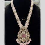 Rubela Royal Elegance – Real Look Golden Polki Pink Long Set by Rubela Store