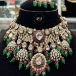 Rubela Royal Real Look Mina Kari Kundan Rubi Green Set by Rubela Store