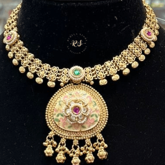Untitled design (4) Rubela Real Look Golden Mina Kari Set – Elegant Traditional Beauty - Image 1