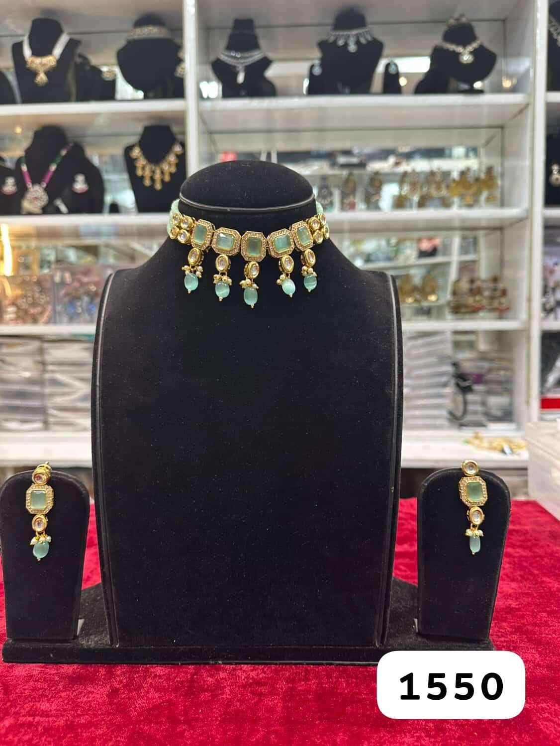 WhatsApp Image 2025-10-14 at 1.25.41 PM (1) Rubela Golden Kundan Mint Choker Set – Royal Glow in Every Look - Image 2