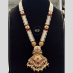 Rubela Elegant Real Look Golden Ruby Green Long Set – Shine Like Royalty
