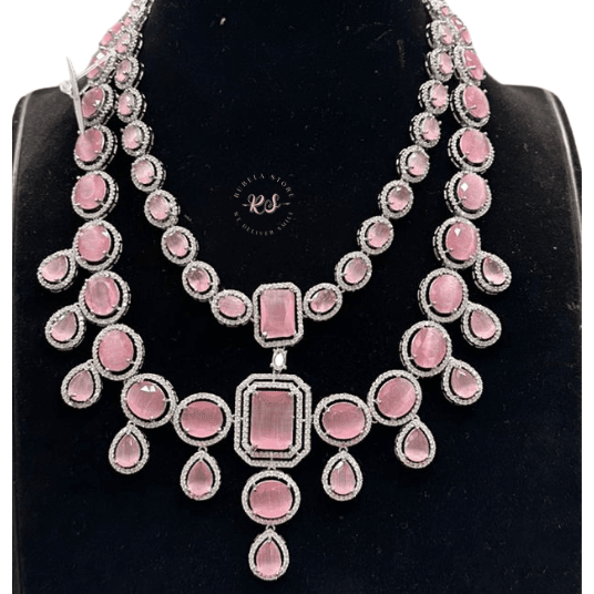 Untitled design (16) Real Look AD Silver Pink Double Layair Set – Sparkle with Rubela Store - Image 1