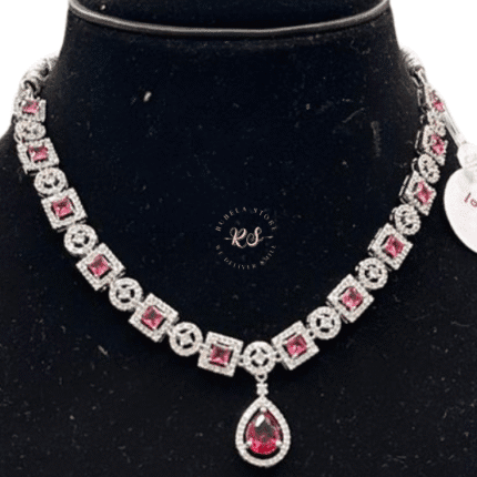 Real Look AD Silver Red Jewellery Set – Elegant Shine from Rubela Store
