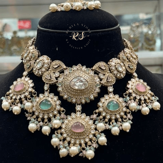 Untitled design (17) Rubela Real Look Kundan Polki Double Tone Set – Shine with Grace - Image 1