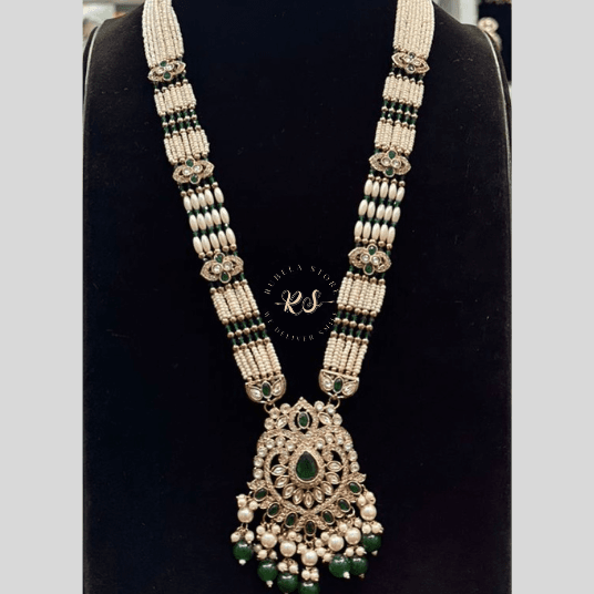 Untitled design (4) Rubela Royal Real Look Kundan Polki Antique Long Set – The Glow of Tradition - Image 1