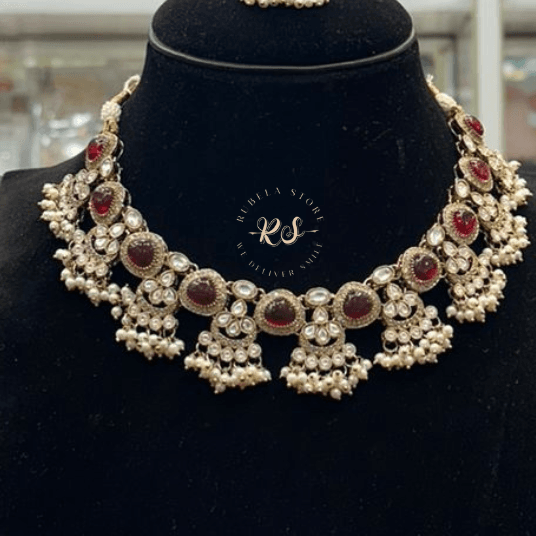 Untitled design (5) Rubela Royal Real Look Kundan Polki Antique Set – Grace with Tradition - Image 1