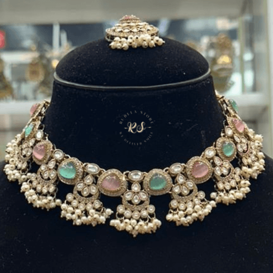 Untitled design (8) Rubela Royal Real Look Kundan Polki Double Tone Antique Set – Timeless Elegance - Image 1