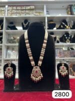 Rubela Royal Real Look Kundan Polki Antique Long Set – The Glow of Tradition - Image 2