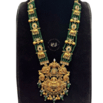 Royal Real Look Green Moti Long Set with Premium Finish