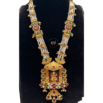 Real Look Ruby Green Moti Long Set Elegant Bridal Jewellery