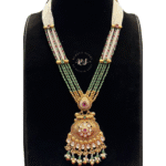 Real Look Green Moti Long Set Elegant Bridal Jewellery