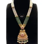 Real Look Green Moti Long Set Elegant Bridal Jewellery