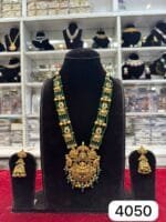 Royal Real Look Green Moti Long Set with Premium Finish - Image 2