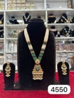 Real Look Green Moti Long Set Elegant Bridal Style Jewellery - Image 2