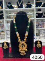 Real Look Green Moti Long Set with Premium Gold Finish - Image 2