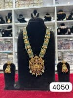 Real Look Green Moti Long Set Premium Bridal Style Jewellery - Image 2